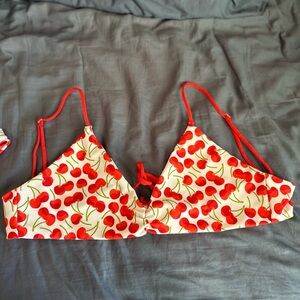 Skatie Cherry Print Bikini Top